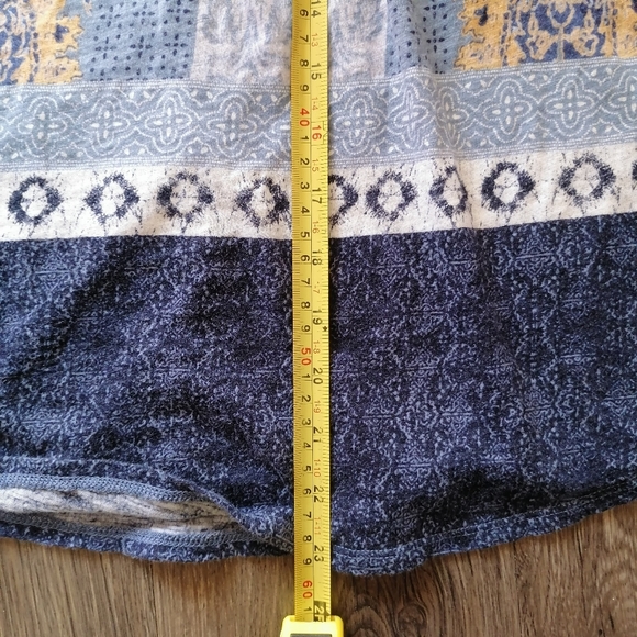 Lucky Brand Tunic Long Sleeve Boho Peasant Blouse Blue/Yellow Size L - Picture 9 of 14